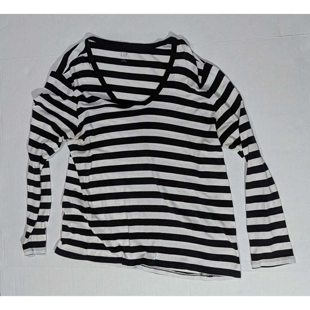 GAP Womens XXL Pullover Scoop Neck Long Sleeve Prison Striped
